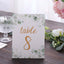25-Pack Paper Wedding Table Numbers 1-25 White/Green Eucalyptus Leaves Design - Free Standing Double Sided Table Signs with Glam Gold Foil Numbers 7"