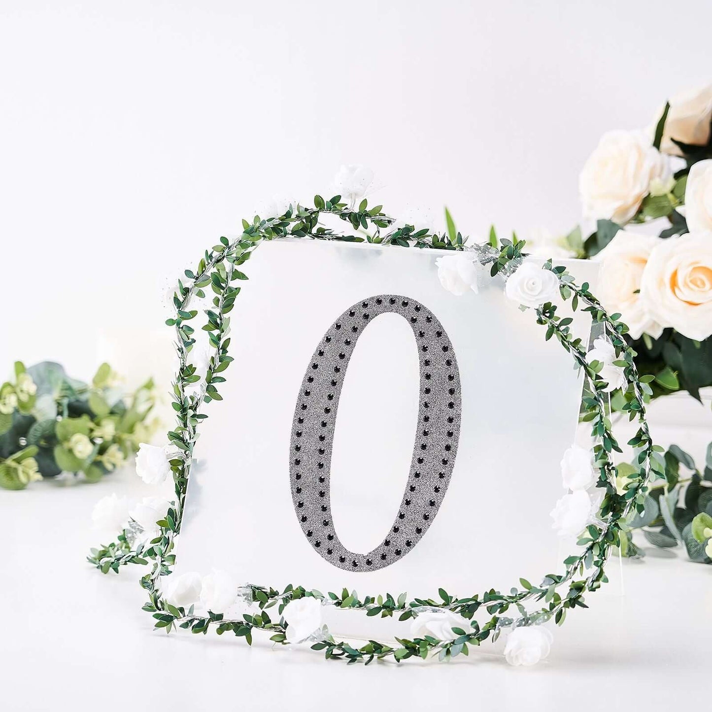 Decorative Rhinestone Alphabet "O" Letter Stickers, Glitter Adhesive Craft Letters Black DIY Sparkle Embellishments 8"