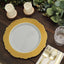 10-Pack Plastic 10" Round Dinner Plates in White with Gold Blossom Design & Gold Edging - Disposable Party Plates for Modern & Classy Table Decor