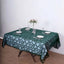 Tulle 72"x72" Table Overlay Square Tablecloth Hunter Emerald Green - Sequin Leaf Embroidered Table Topper