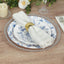 50-Pack Paper Round Dessert and Dinner Plates in White with Blue French Toile Pattern 7", 9"