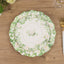 25-Pack Paper 8" Round Dessert Plates in White with Floral Greenery & Scalloped Edges - Disposable Appetizer Salad Plates for Rustic Weddings & Garden Brunches