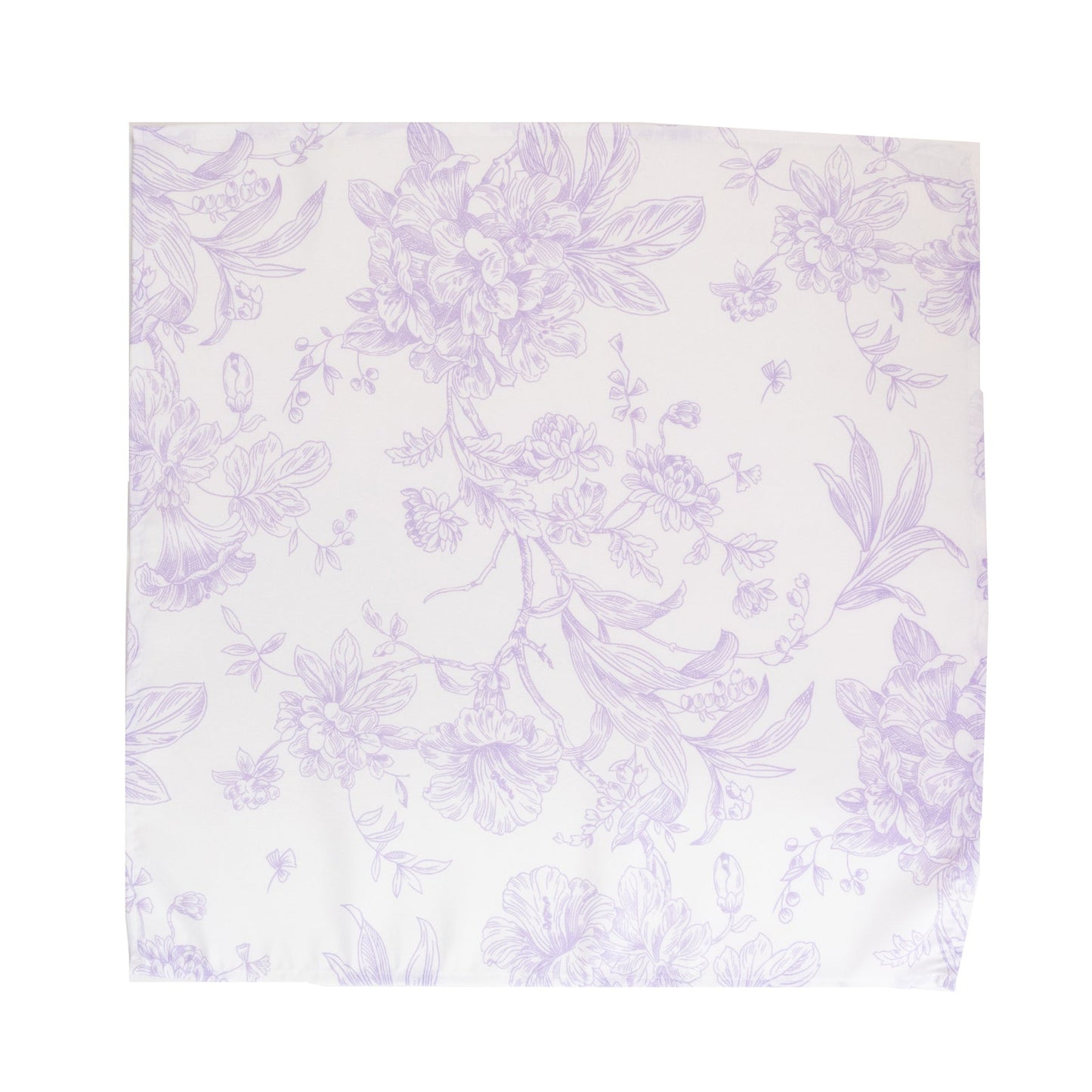 5 Pack Polyester 20"x20" Dinner Napkins White with Lavender Lilac French Toile Pattern - Reusable Floral Cloth Napkins