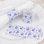 50 Pack White Blue Paper Napkin Holder Bands in French Toile Floral Pattern, Disposable Napkin Rings - 1.5"