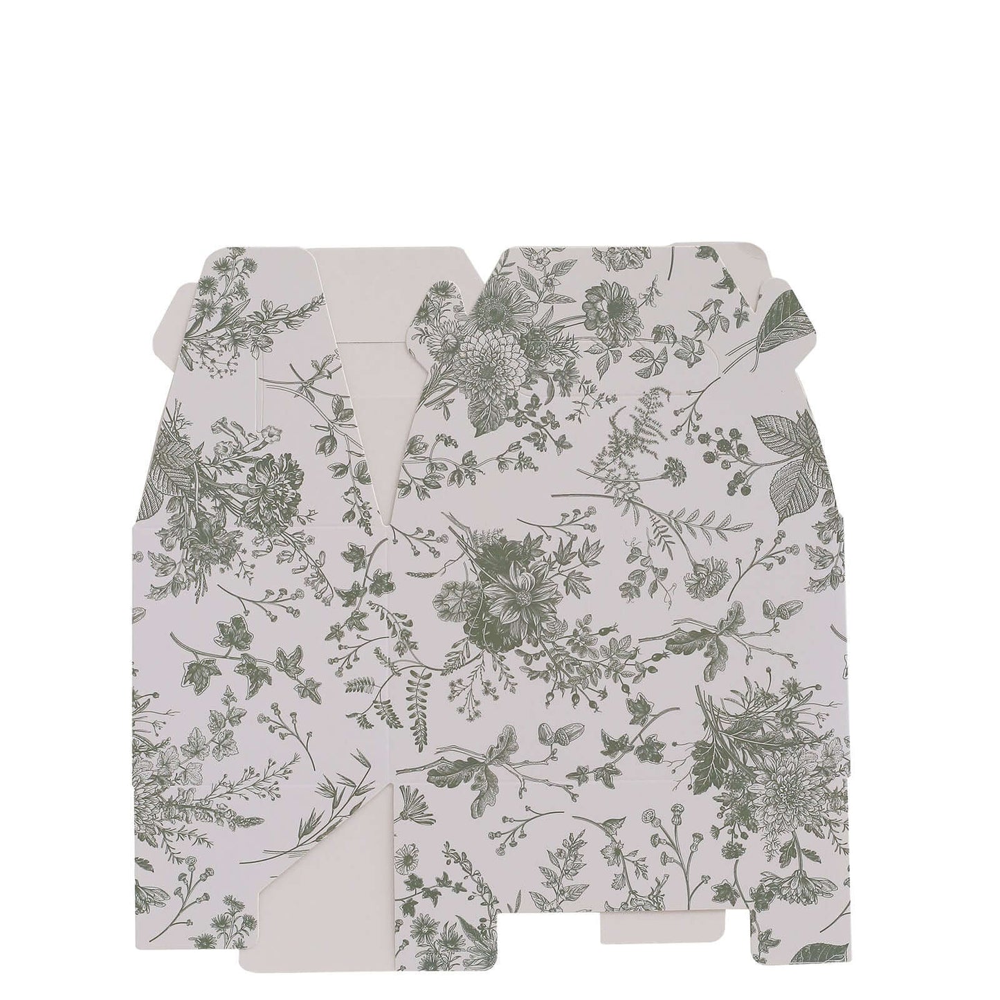 25 Pack White Sage Green Candy Gift Tote Gable Boxes in French Toile Pattern, Party Favor Treat Boxes - 6"x3.5"x7"