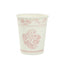 24 Pack Disposable Paper Cups in White Pink Damask Floral Pattern, Elegant Party Cups - 9oz