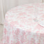 Polyester 132" Round Tablecloth White - Pink French Toile Pattern for Chic Weddings
