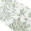 Polyester Table Runner 12"x108" White with Dusty Sage Green French Toile Floral Print Reusable Table DÃ©cor