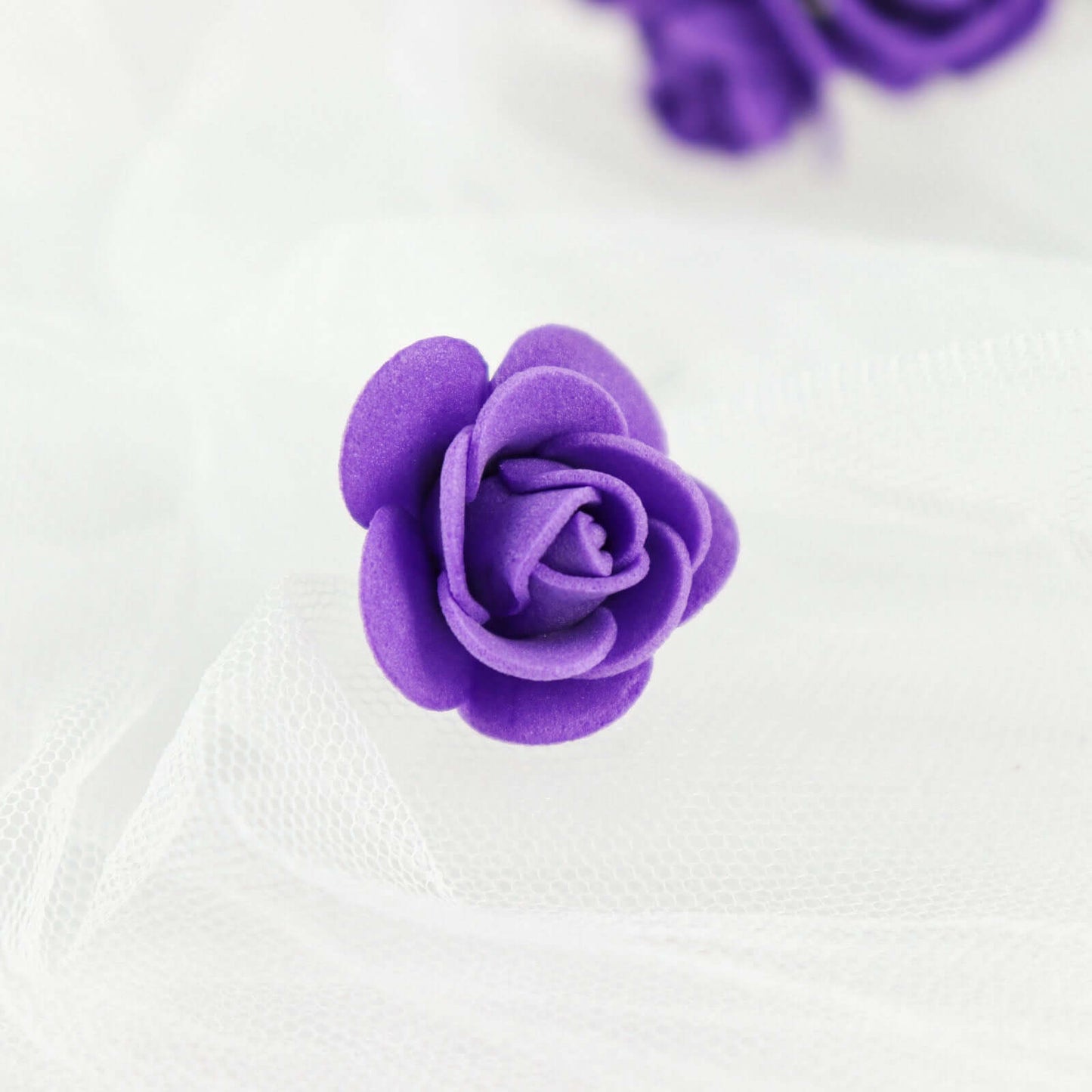 48 Roses 1" Purple Real Touch Artificial DIY Foam Rose Flowers With Stem, Craft Rose Buds