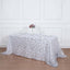 Tulle 90"x156" Rectangle Tablecloth Silver - Sequin Leaf Embroidered Table Cover