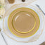 10-Pack Plastic 7" Round Appetizer Plates in Gold - Sleek Disposable Salad Plates for Banquets & Special Occasions