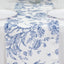 Polyester Table Runner 12"x108" White with Blue French Toile Floral Print - Stylish Reusable Table DÃ©cor