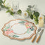 10-Pack Disposable Table Placemats in White with Peony Flowers Print & Rose Gold 13"