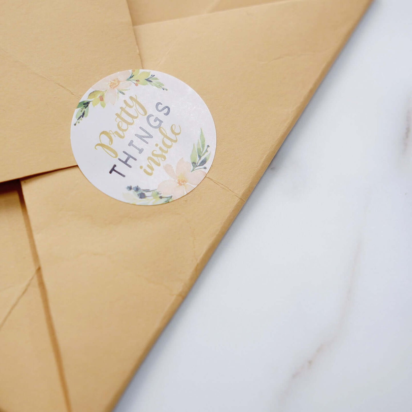 500Pcs 1.5" Thank You Themed Assorted Text Floral Stickers Roll, Labels For DIY Envelope Seal - Round