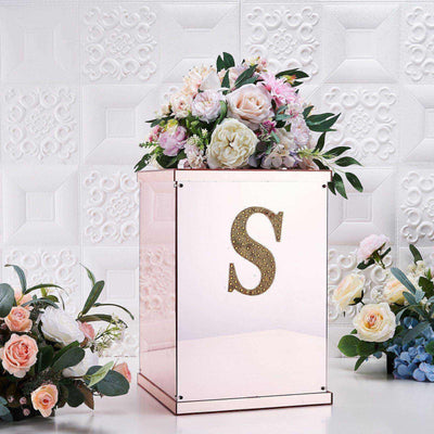 Decorative Rhinestone Alphabet "S" Letter Stickers, Glitter Adhesive Craft Letters Gold DIY Sparkle Embellishments 6"