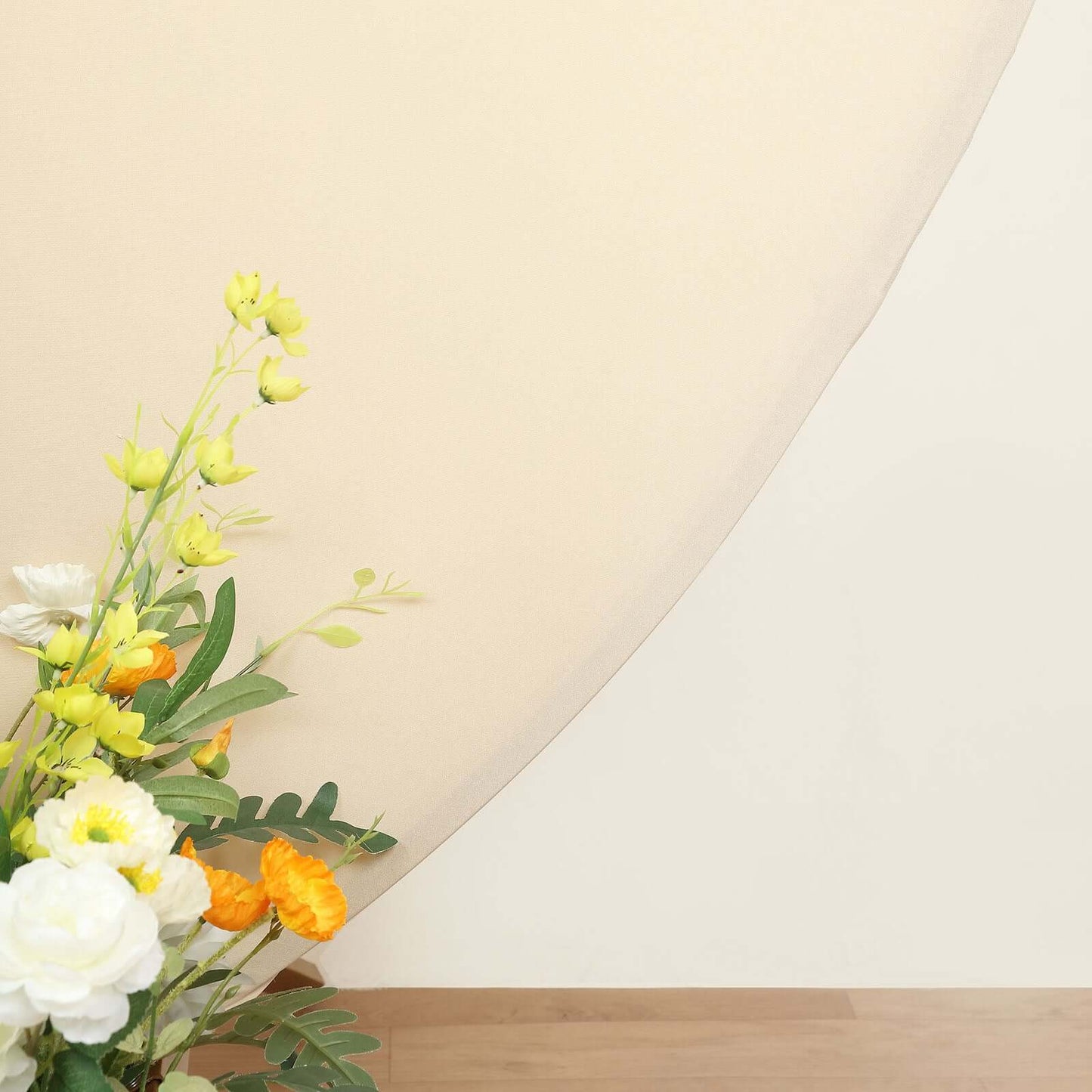 7.5ft Matte Beige Round Spandex Fit Party Backdrop Stand Cover