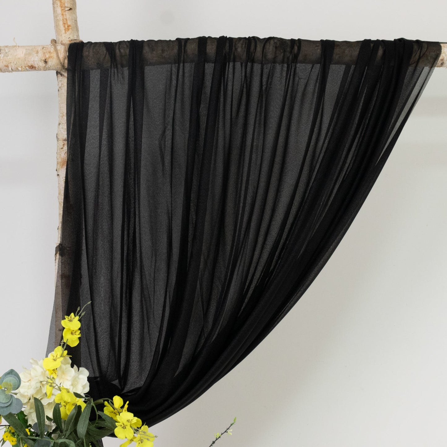Black Sheer Backdrop Drape â€“ 5ft x 14ft Wedding Arch & Ceiling Decor Panel, Wrinkle Free with Soft Shimmer