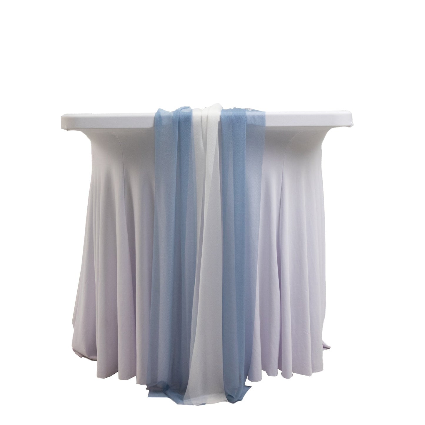 20-Pack 9ft Sheer Table Runners â€“ Dusty Blue/Ivory Shimmer Sheer Drapes, Wrinkle-Free