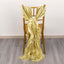 5 Pack Chiffon Satin Chair Sashes Champagne - Easy to Install Ruffled Curly Willow