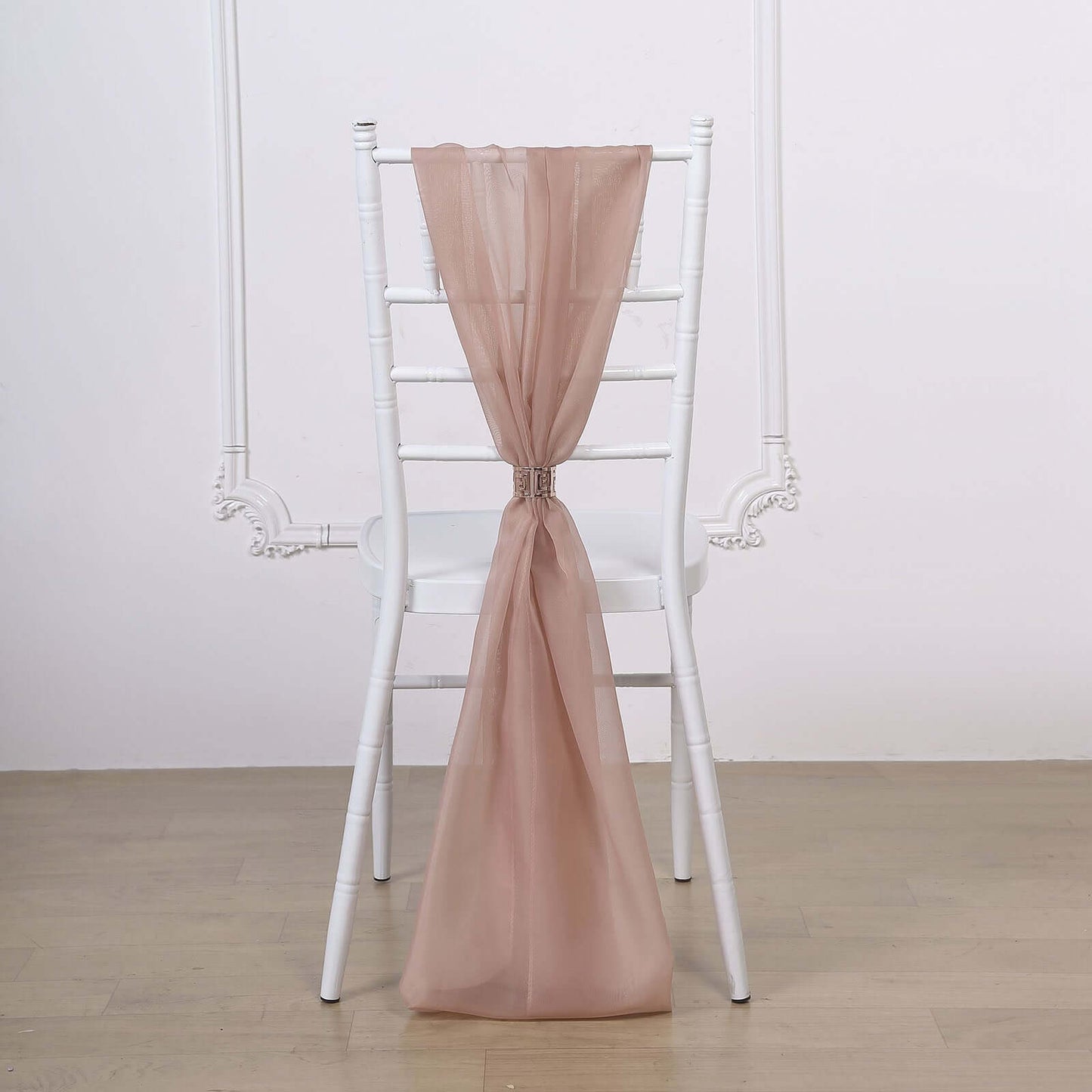 5 Pack Chiffon Chair Sashes Dusty Rose - Soft & Lightweight Designer Chair Bows 22"x78"