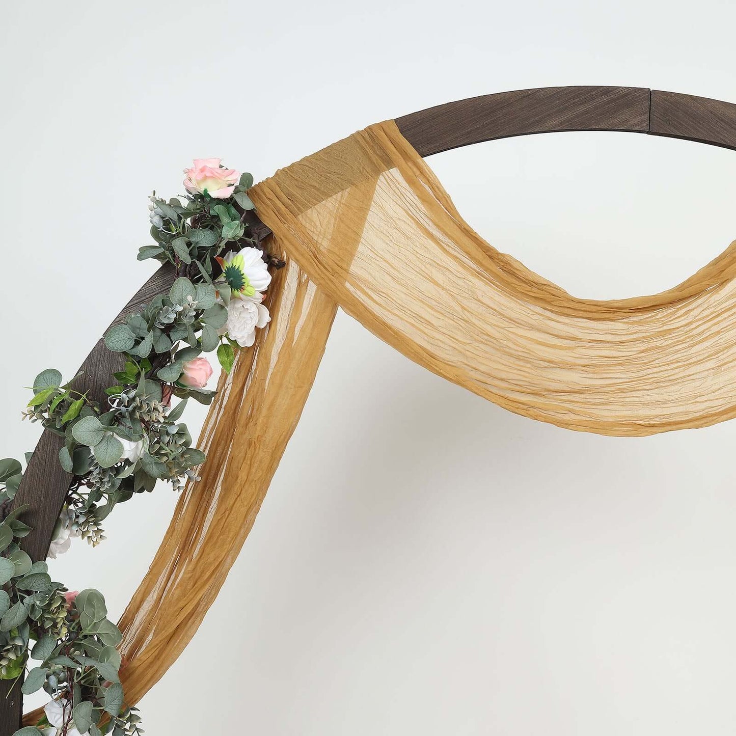 20ft Gold Gauze Cheesecloth Fabric Wedding Arch Drapery, Window Scarf Valance, Boho Decor Arbor Curtain Panel