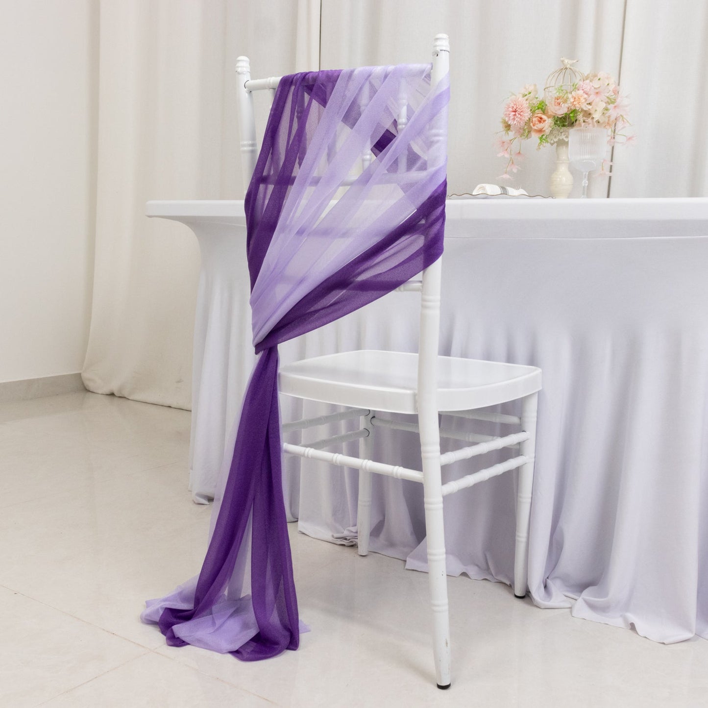 20-Pack Sheer Chair Drape Decor in Purple and Lavender Lilac â€“ 9ft Shimmer Sash, Wrinkle-Free
