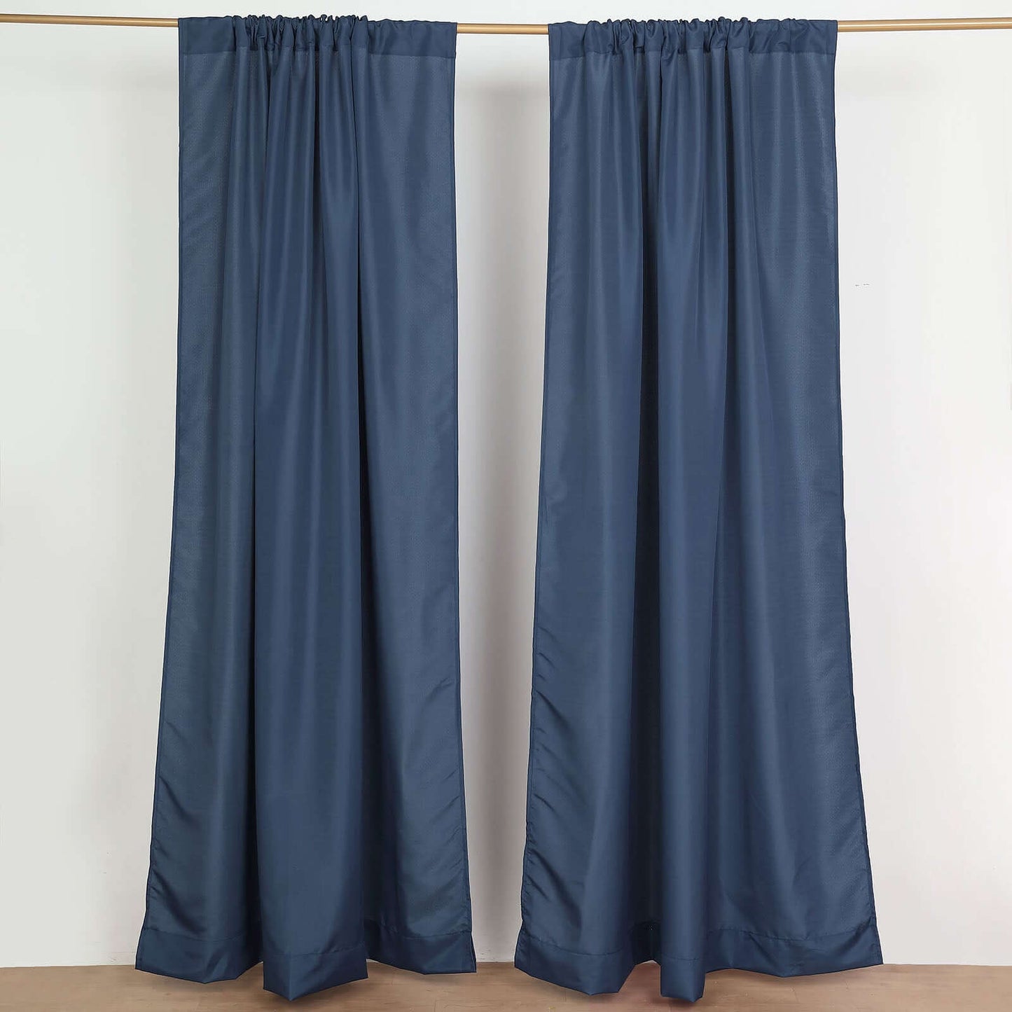 2 Pack Navy Blue Polyester Event Curtain Drapes, 10ftx8ft Backdrop Event Panels With Rod Pockets 130 GSM