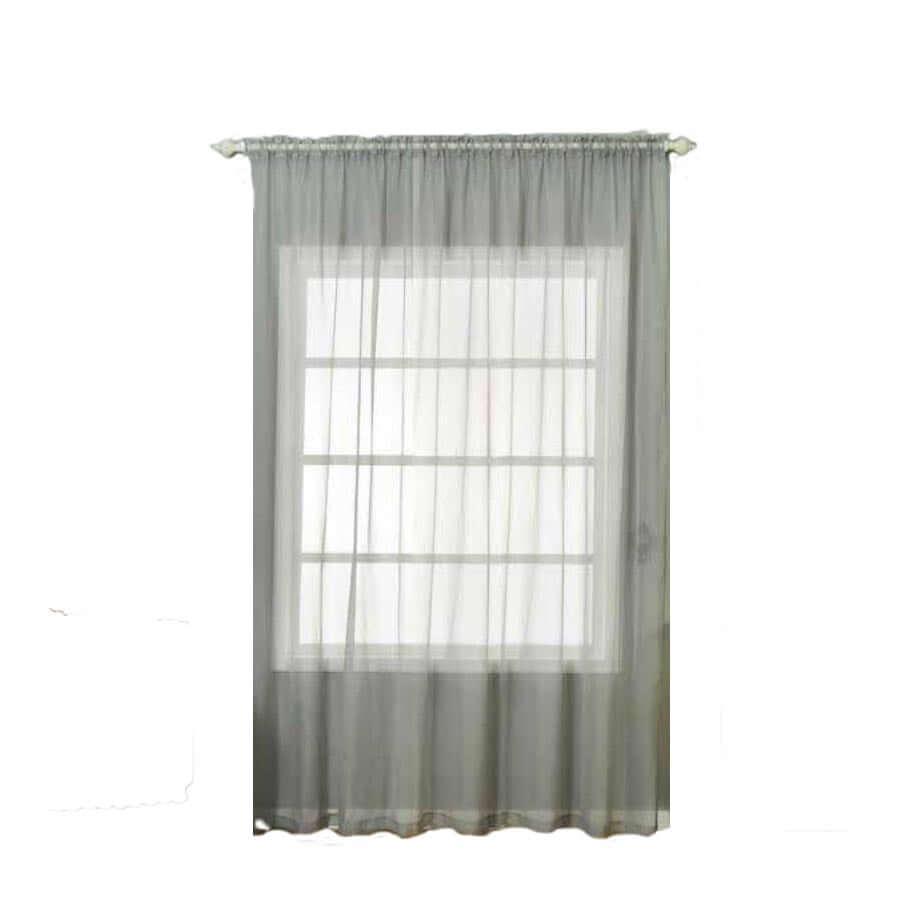 2 Pack Silver Sheer Organza Curtains With Rod Pocket Window Treatment Panels - 52"x108"