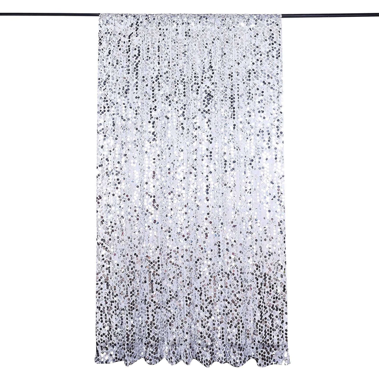 8ftx8ft Silver Big Payette Sequin Event Curtain Drapes, Backdrop Event Panel