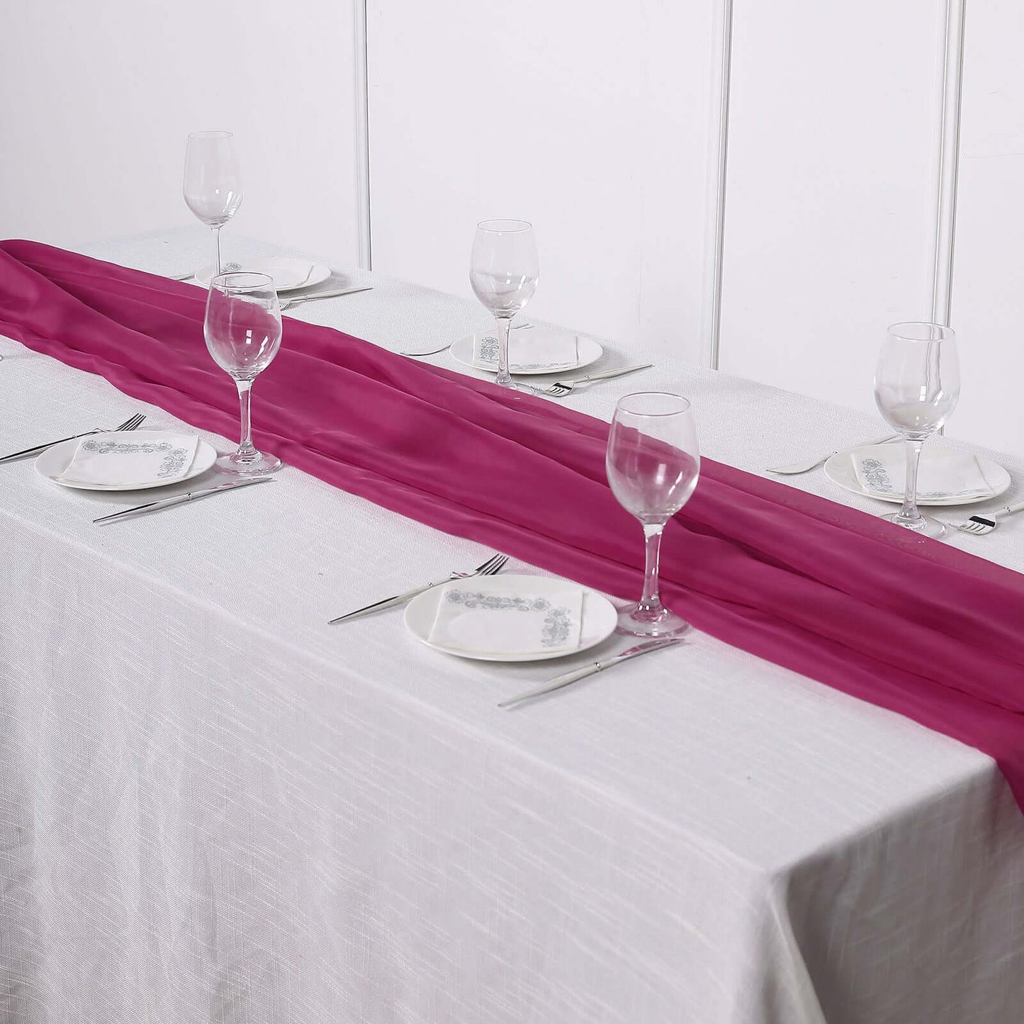 Chiffon 6ft Table Runner Fuchsia - Flowy & Lightweight Table Decor