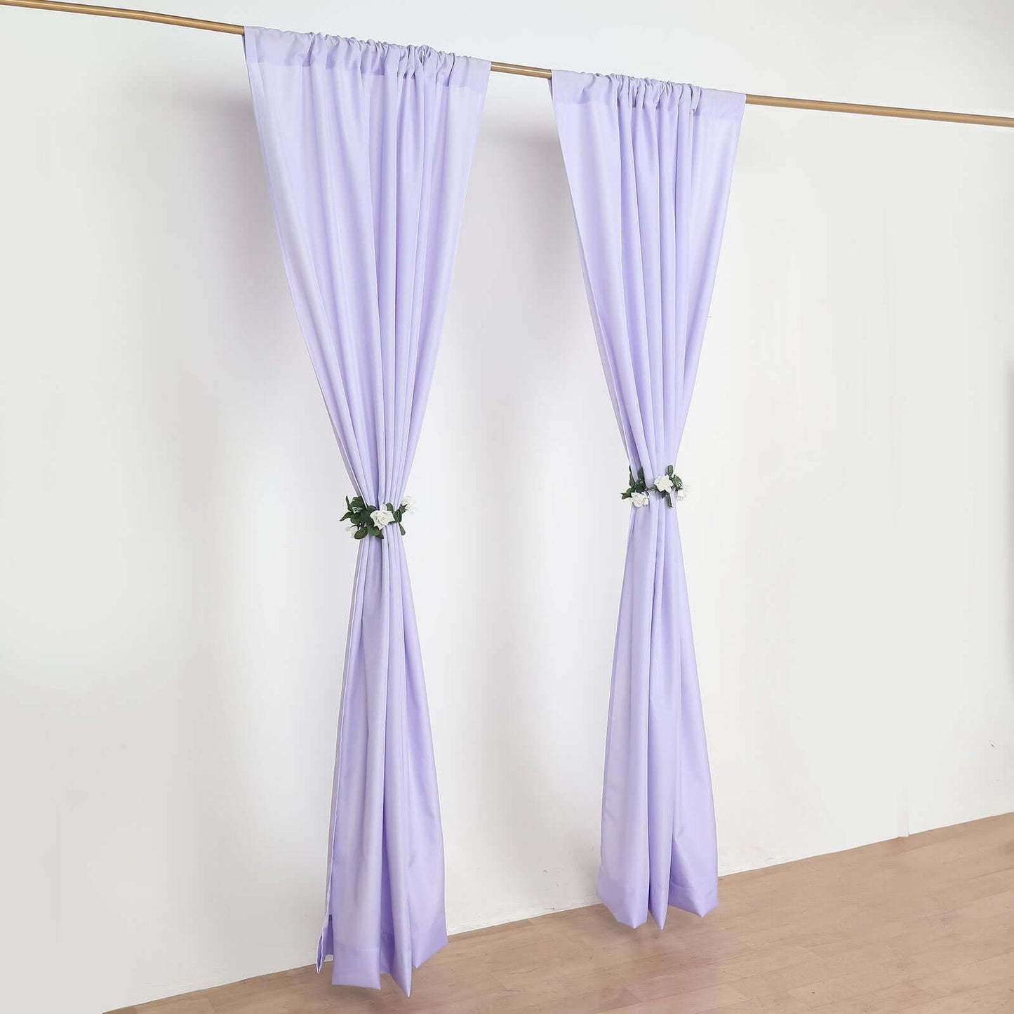 2 Pack Lavender Lilac Polyester Event Curtain Drapes, 10ftx8ft Backdrop Event Panels With Rod Pockets 130 GSM