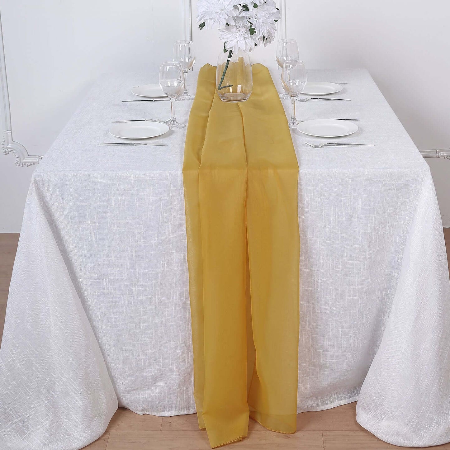 Chiffon 6ft Table Runner Mustard Yellow - Flowy & Lightweight Table Decor