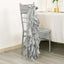 5 Pack Chiffon Satin Chair Sashes Silver - Easy to Install Ruffled Curly Willow
