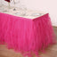 Tulle 14ft Table Skirt Fuchsia - 4 Layer Pleated Tutu Table Cover