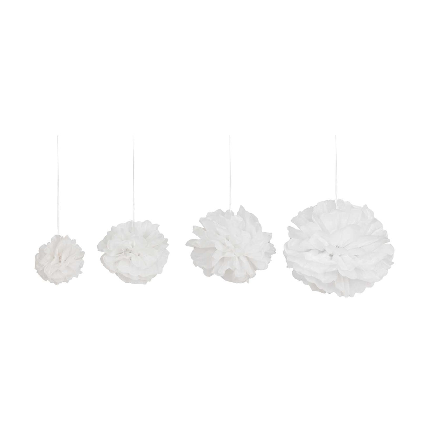 6 Pack 6" White Tissue Paper Pom Poms Flower Balls, Ceiling Wall Hanging Decorations