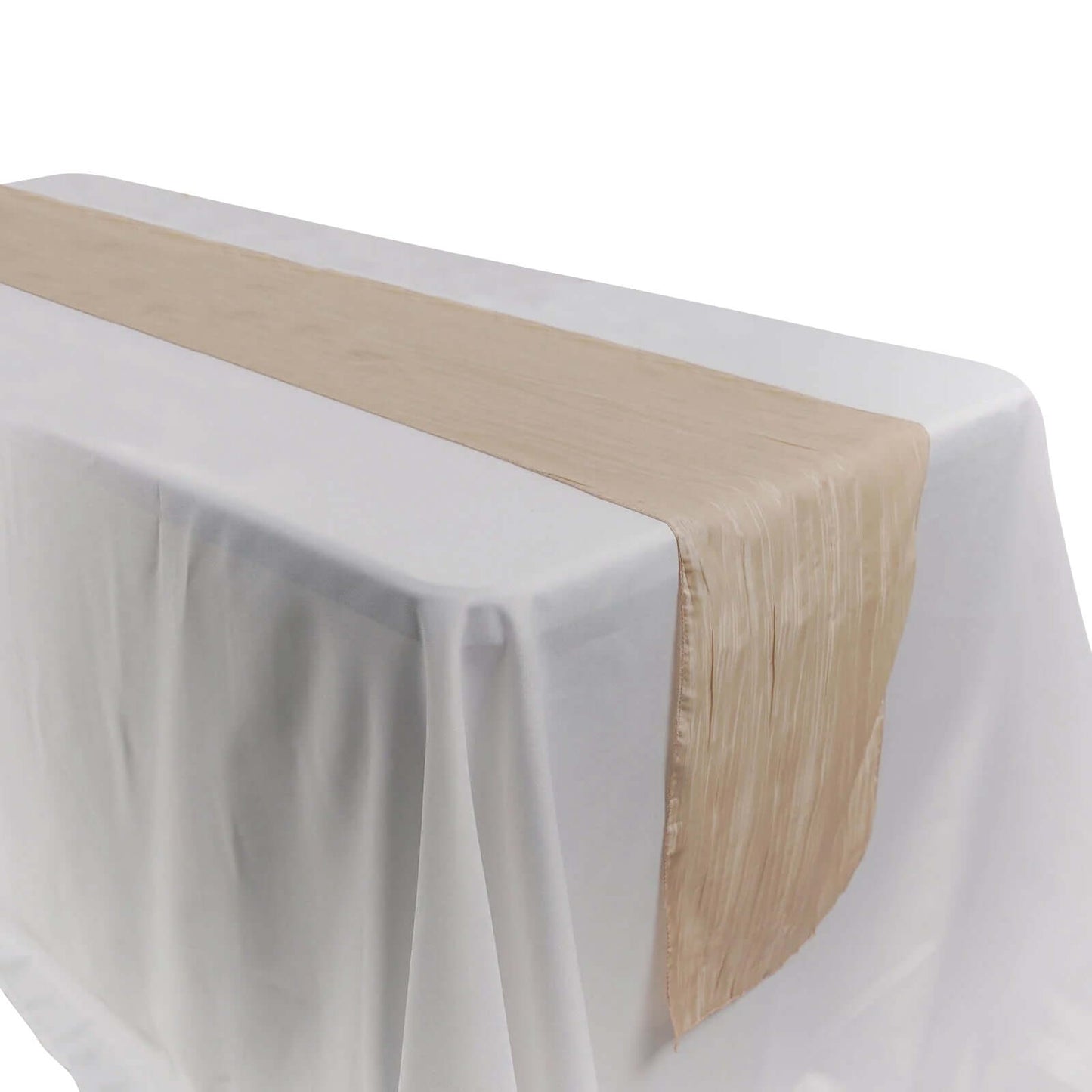 Taffeta 12"x108" Table Runner Beige - Accordion Crinkle Design