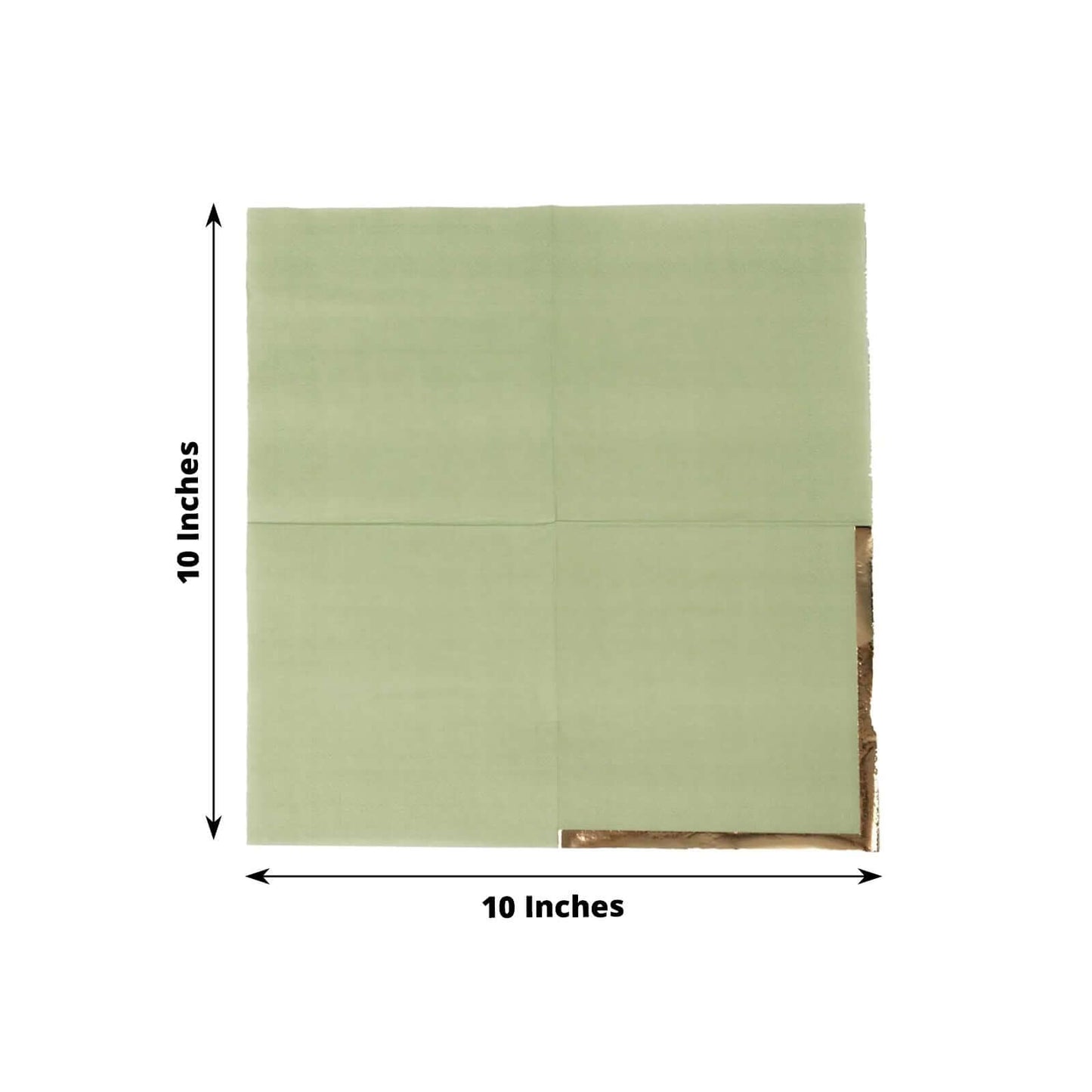 50-Pack Paper Beverage Napkins Sage Green with Gold Foil Edge - 2 Ply Disposable Soft 18GSM Cocktail Napkins 5"x5"