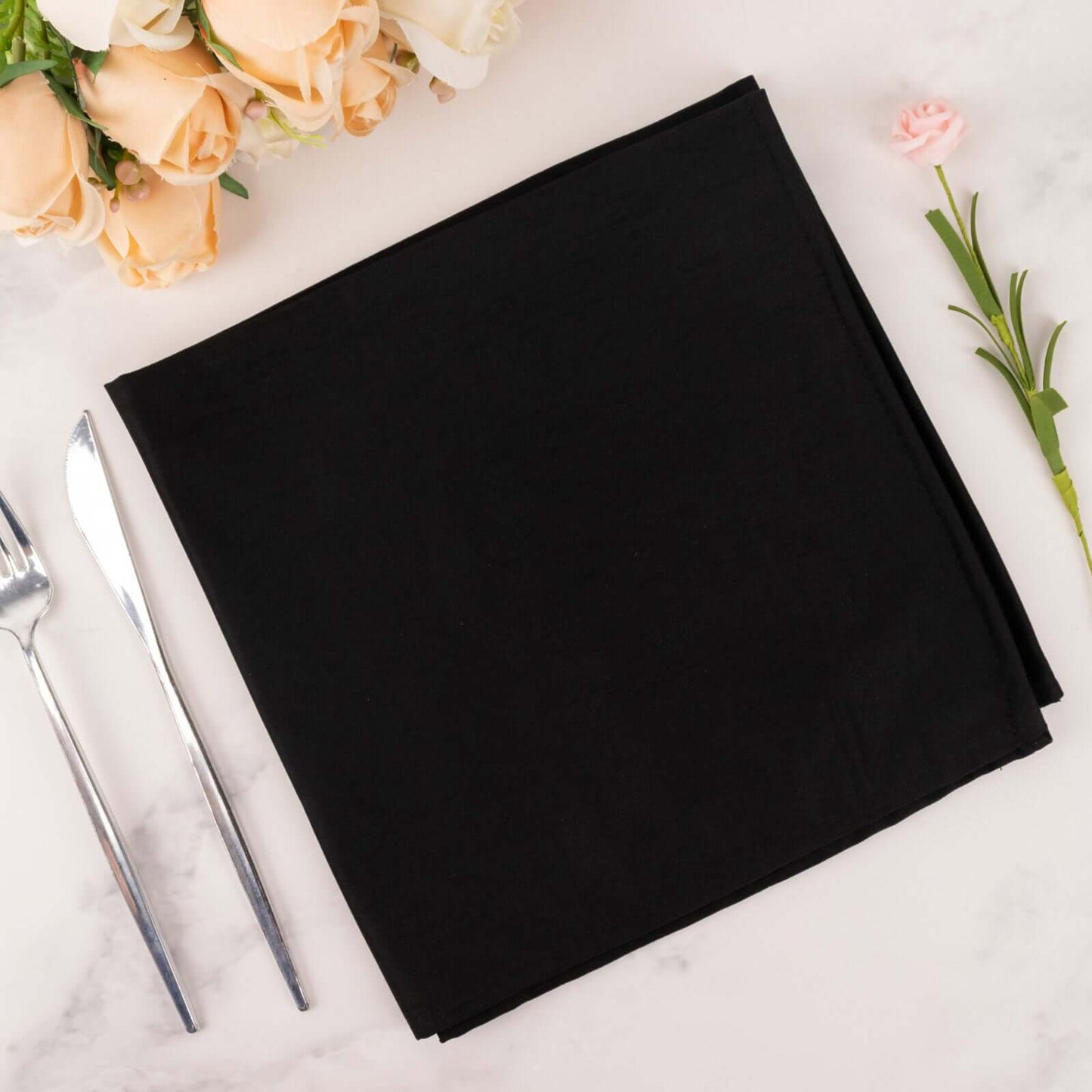 5 Pack Scuba 20"x20" Napkins Black - Durable & Reusable Dinner Napkins for a Polished Tablescape