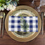 5 Pack Polyester 15"x15" Napkins Navy Blue/White Buffalo Plaid Gingham Style Cloth Napkins