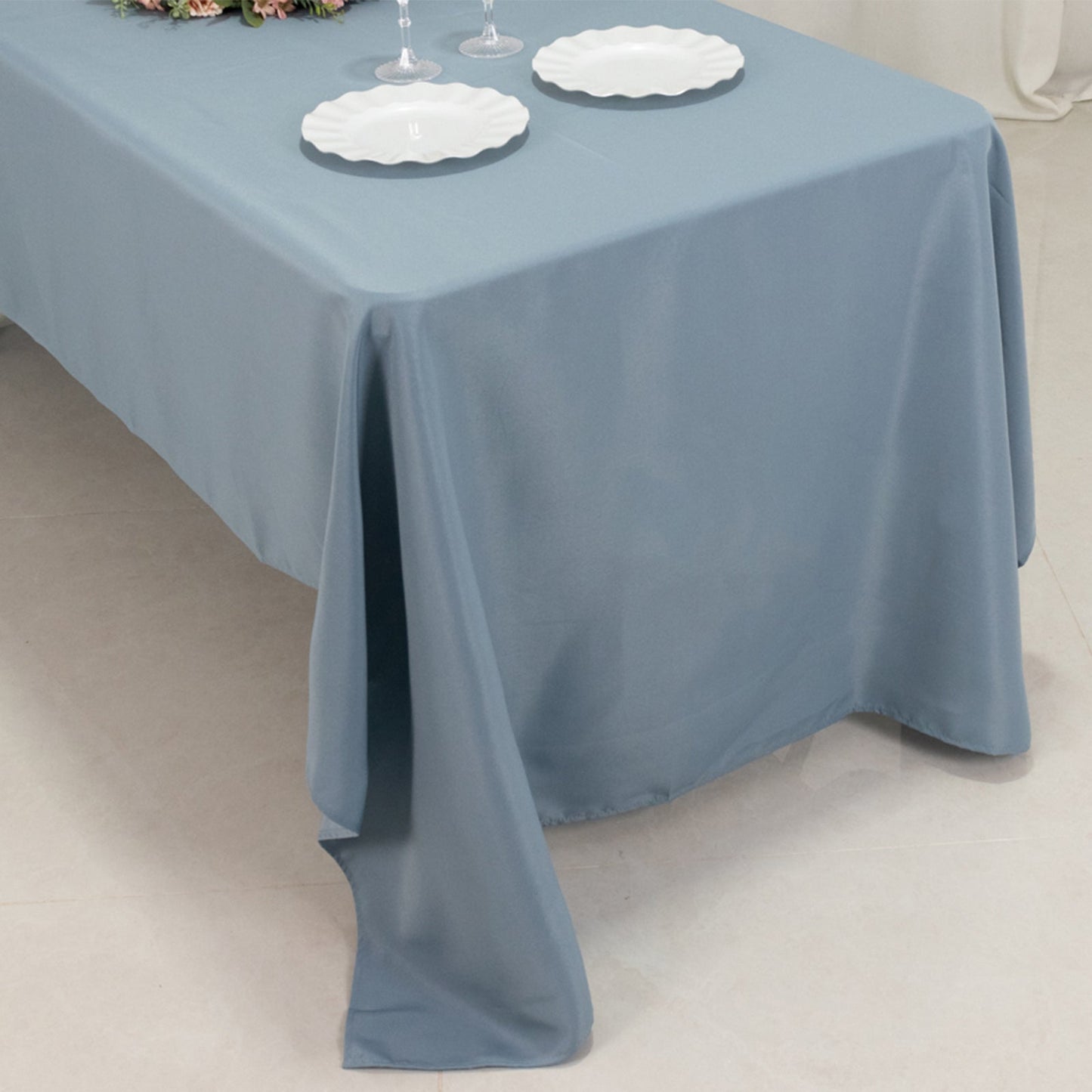 Premium Polyester 60"x126" Rectangle Tablecloth Dusty Blue - Stain-Resistant 220GSM Finish Table Cover