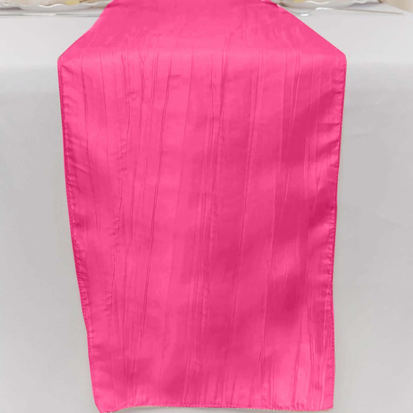 Taffeta 12"x108" Table Runner Fuchsia - Accordion Crinkle Design