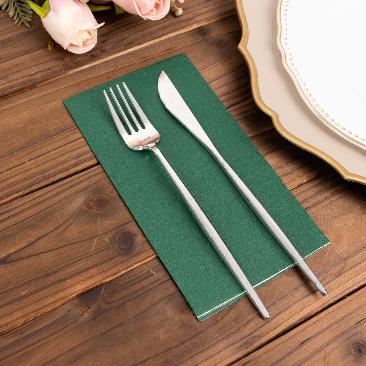 50-Pack Paper Napkins Hunter Emerald Green - Soft Disposable 2-Ply Dinner Napkins for Weddings