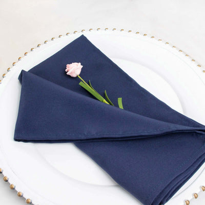 5 Pack Premium Polyester 20"x20" Napkins Navy Blue - Wrinkle-Resistant & Durable Dinner Napkins