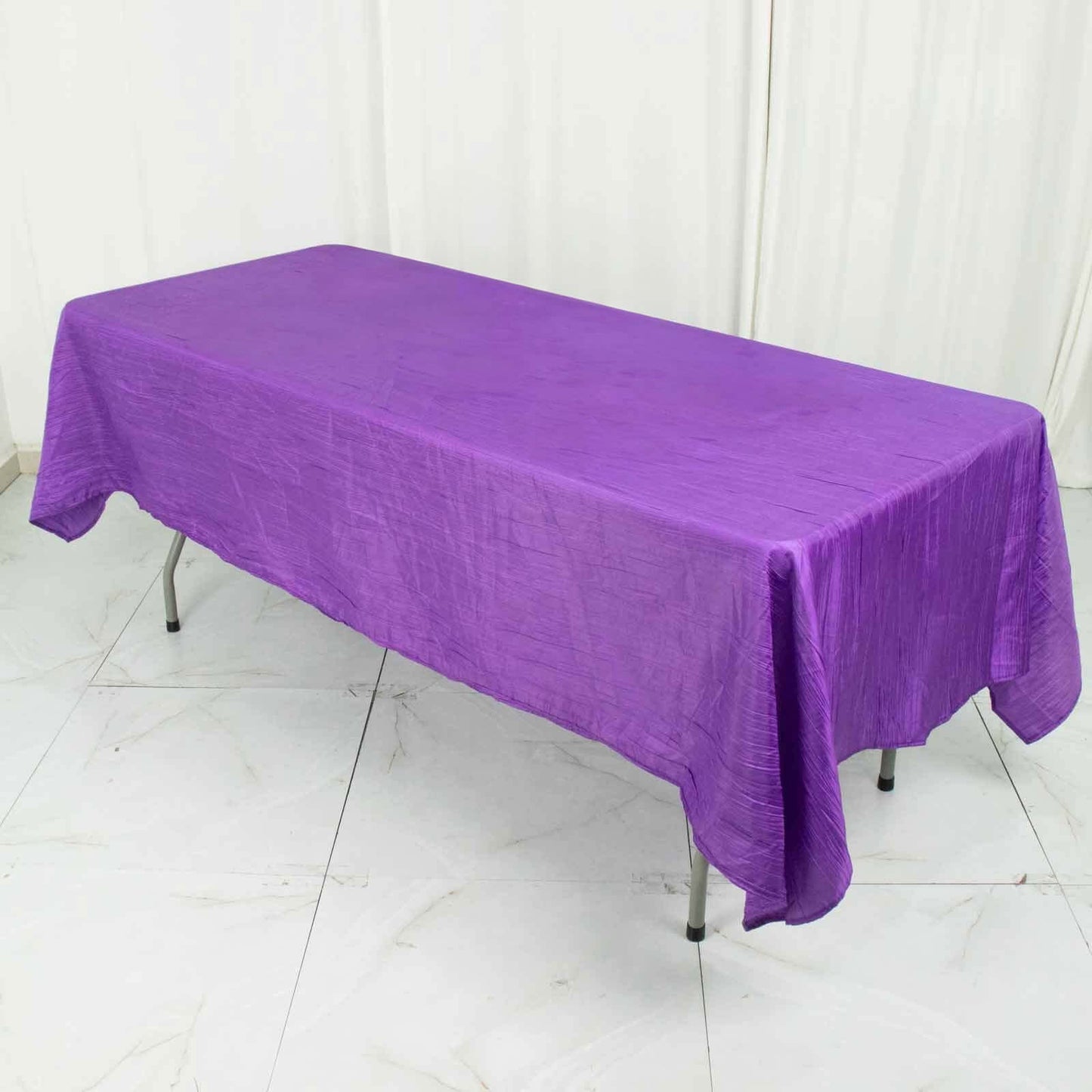 Taffeta 60"x102" Rectangle Tablecloth Purple - Accordion Crinkle Table Cover