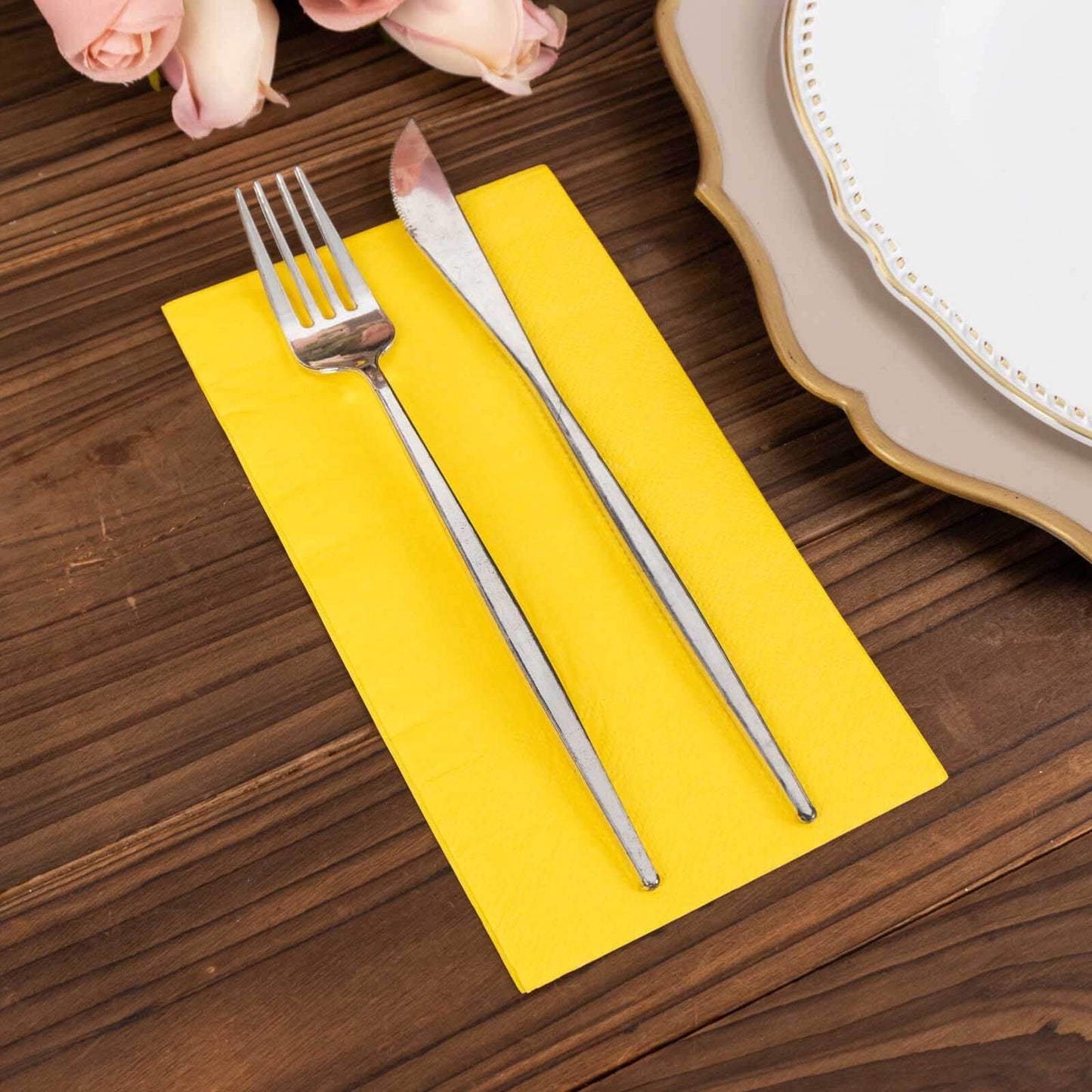 50-Pack Paper Napkins Yellow - Soft Disposable 2-Ply Dinner Napkins for Weddings