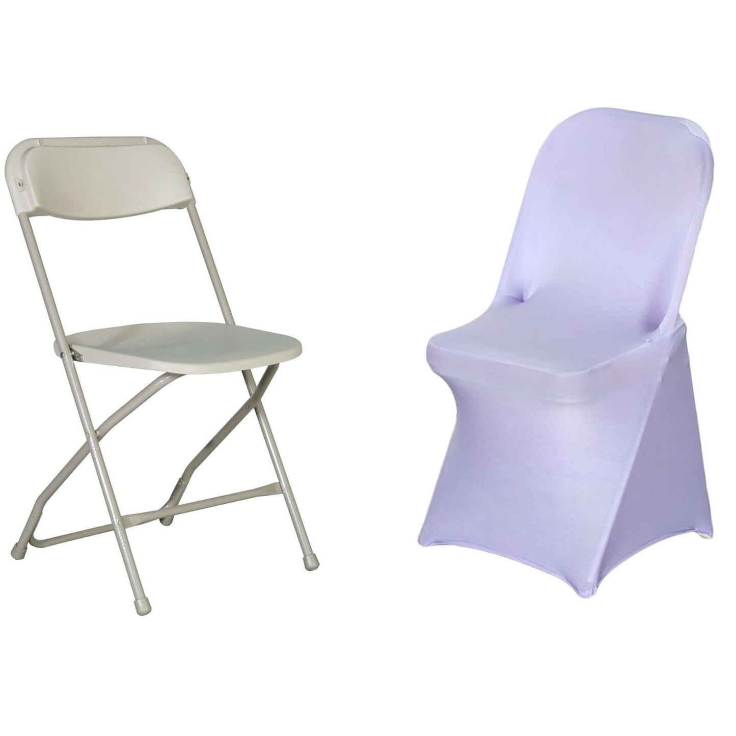 Stretch Spandex Chair Cover Lavender Lilac for Folding Chairs - Reusable & Wrinkle-Resistant 160GSM Fitted Slipcover