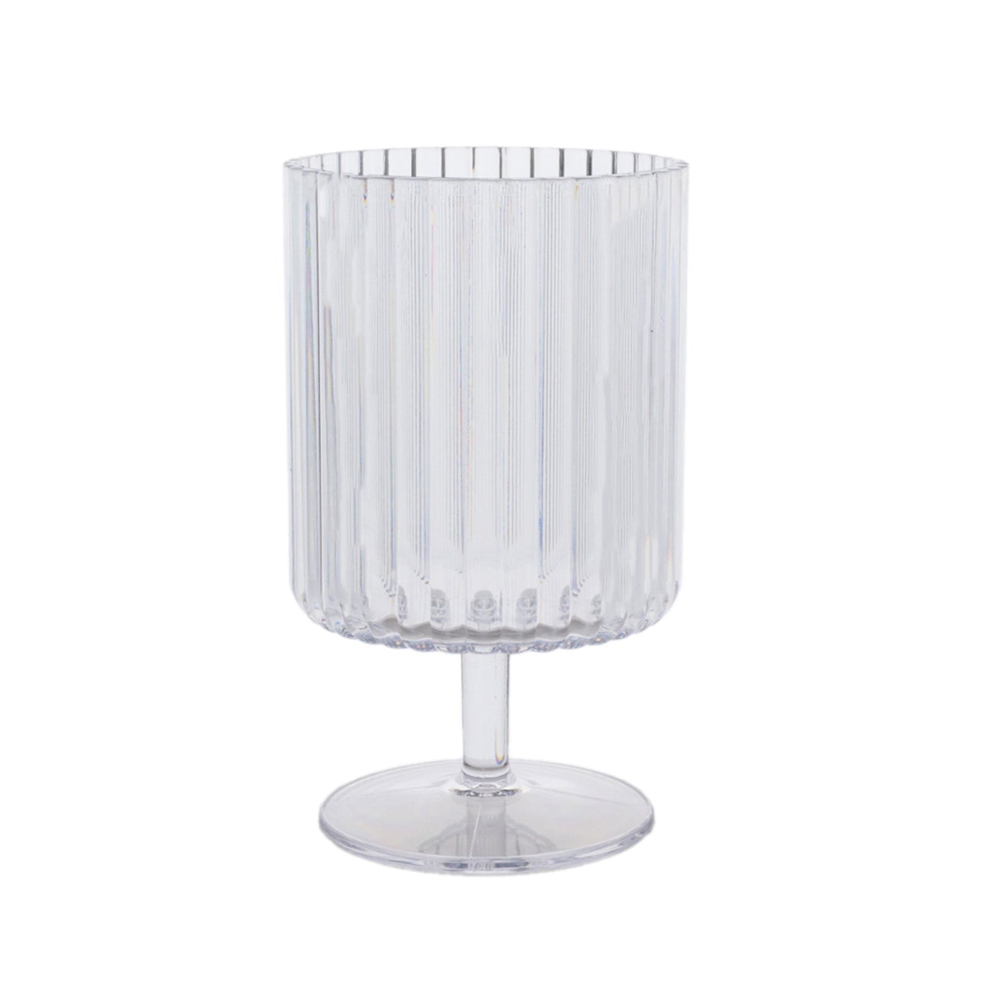 12-Pack Plastic Goblets Clear Vintage Ribbed Pattern Short Stem - Reusable Wine Glasses 12oz