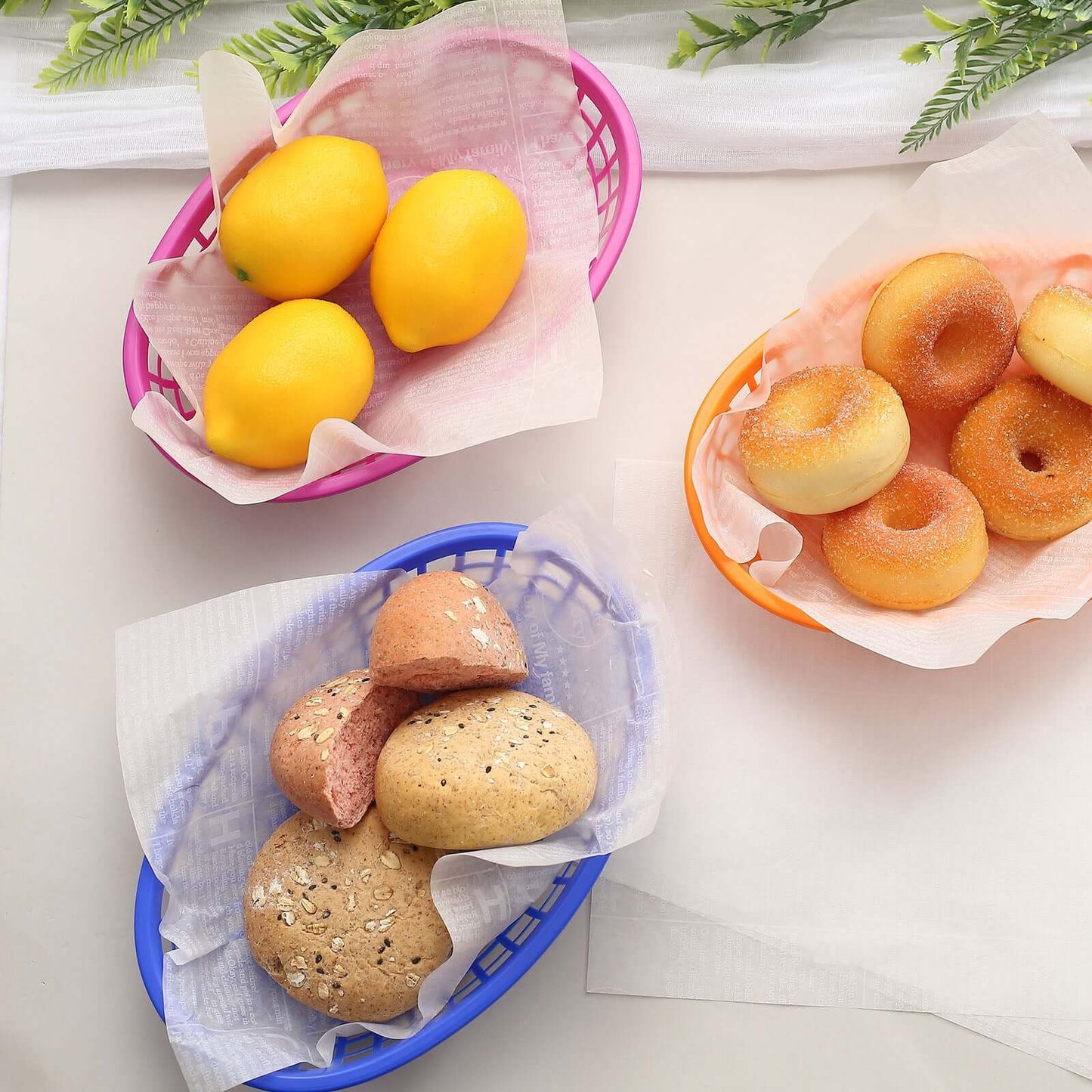 50-Pack Wax Paper Basket Liners Rectangle Design White - Great for Food Presentation and Wrapping 9"x10" 35GSM