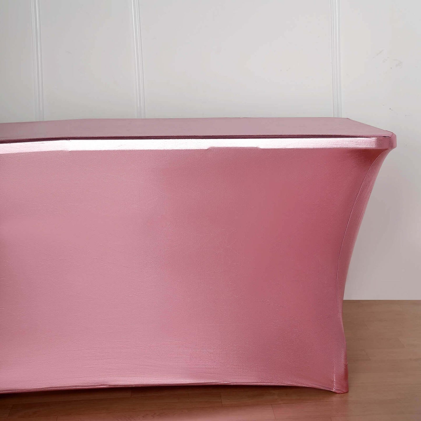 Stretch Spandex 72"x30" Rectangle Tablecloth Metallic Rose Gold - Form-Fitting Table Cover