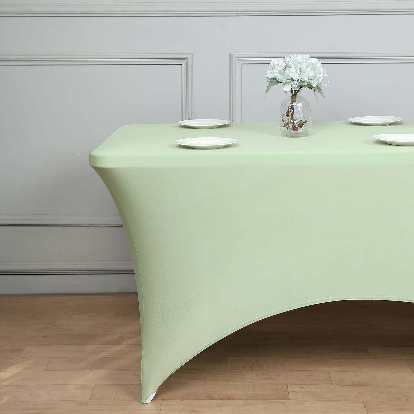 Stretch Spandex 96"x30" Rectangle Table Cover Sage Green - Durable Form-Fitting Tablecloth